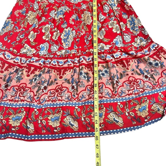 De' Sepreso Bohemian Off The Shoulder Floral Boho Vacation Dress Red Small NWT - Picture 8 of 15